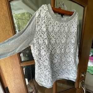 Forever 21 Gray and White Lace sweater